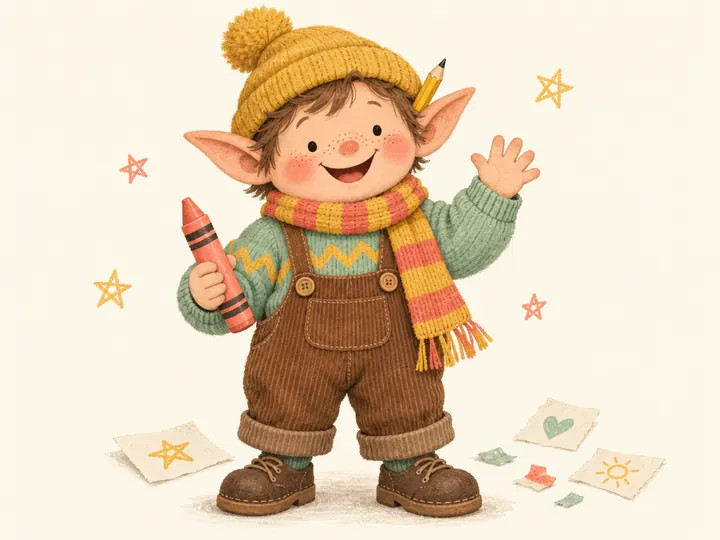 Pip, the original cartoon mascot of Pip’s Playpages, waving